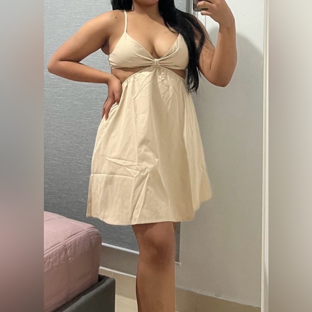 SHEIN Cream Backless Dress